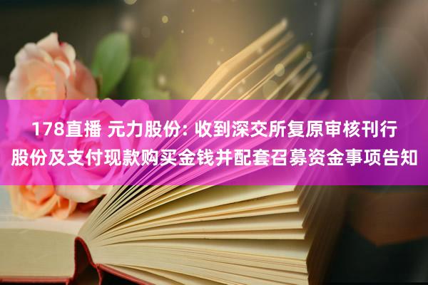 178直播 元力股份: 收到深交所复原审核刊行股份及支付现款购买金钱并配套召募资金事项告知