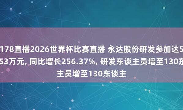 178直播2026世界杯比赛直播 永达股份研发参加达5383.53万元, 同比增长256.37%, 研发东谈主员增至130东谈主