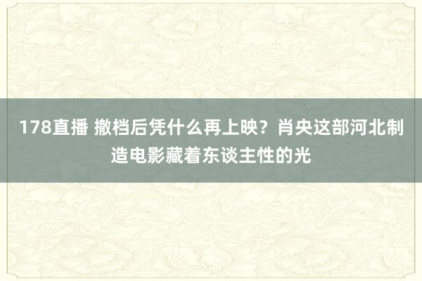 178直播 撤档后凭什么再上映？肖央这部河北制造电影藏着东谈主性的光