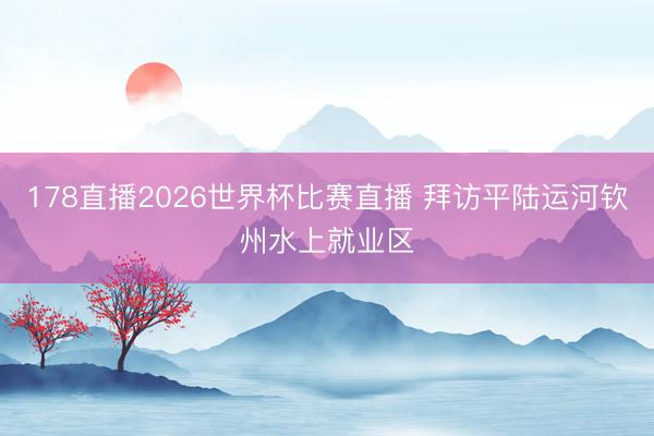 178直播2026世界杯比赛直播 拜访平陆运河钦州水上就业区