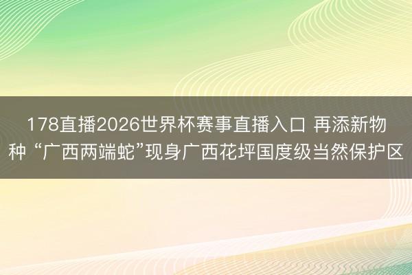 178直播2026世界杯赛事直播入口 再添新物种 “广西两端蛇”现身广西花坪国度级当然保护区