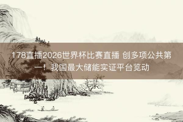 178直播2026世界杯比赛直播 创多项公共第一！我国最大储能实证平台览动